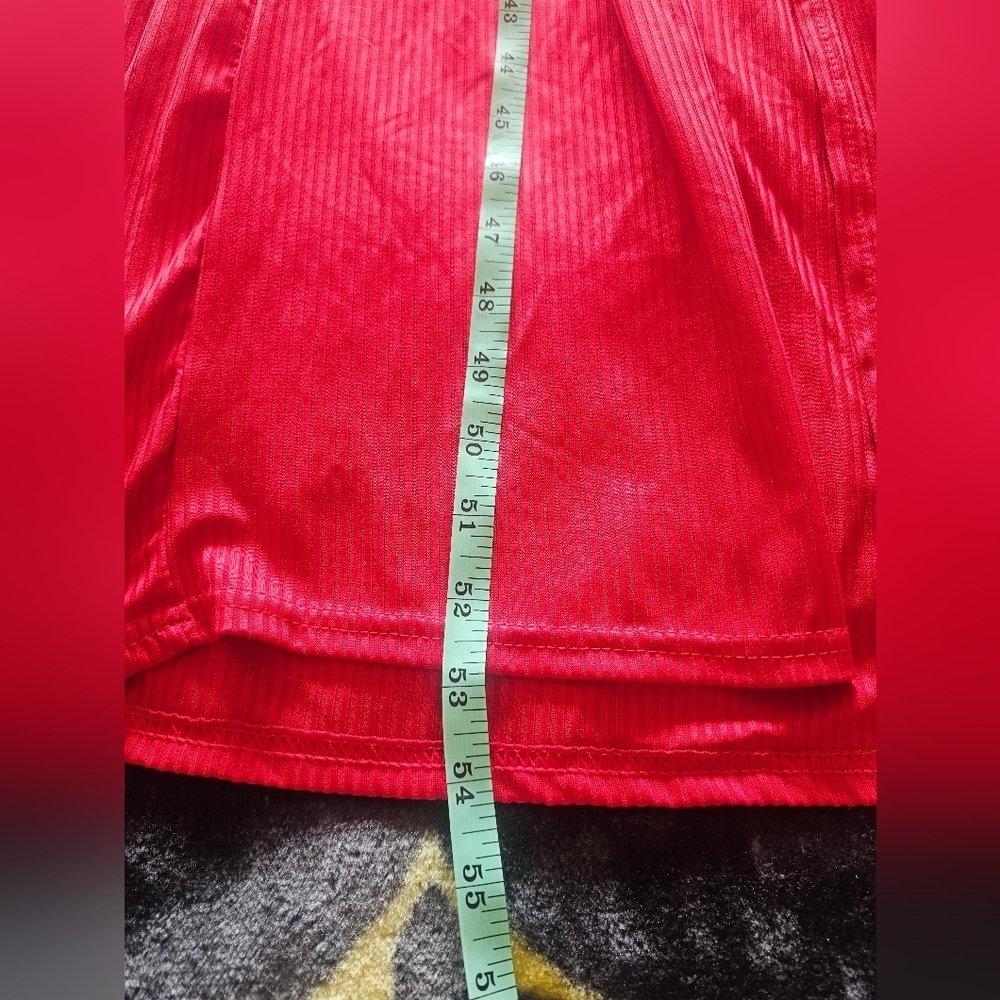 True Rock Red Ribbed Maxi Dress Size XXL | Sleeveless Stretch Knit Shorts Dress - Picture 10 of 10